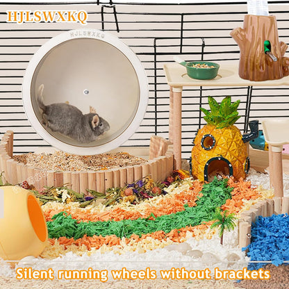 12inch Wall-Mount Silent Hamster Wheel, Wooden Small Animal Exercise Wheel with Removable & Washable Track for Gerbil, Mouse, Syrian Hamster（12in）