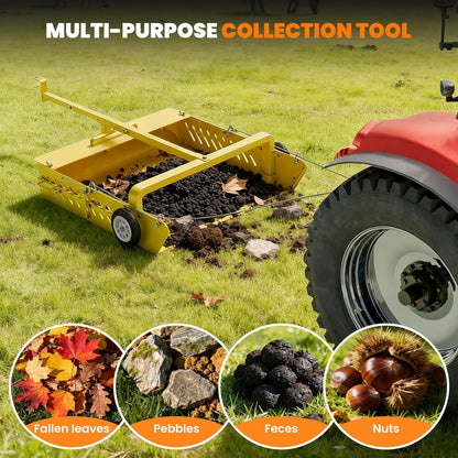 GRIND MODE 2-in-1 Horse Paddock Cleaner & Tow-Behind Trailer, Heavy Duty Manure Fork & Scoop, Efficient Yard Sweeper for Horse Manure, Drag Collector for Pasture/Yard Easy Cleanup