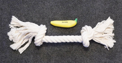 Big TUG Dog Toy. Heavy Duty Cotton Dog Toy, Made with Massive 1-1/2" Rope. White Double Knotted Tug Toy, Extra Large Size for Strong Dogs, Durable Braided Chew Rope with Frayed Ends.