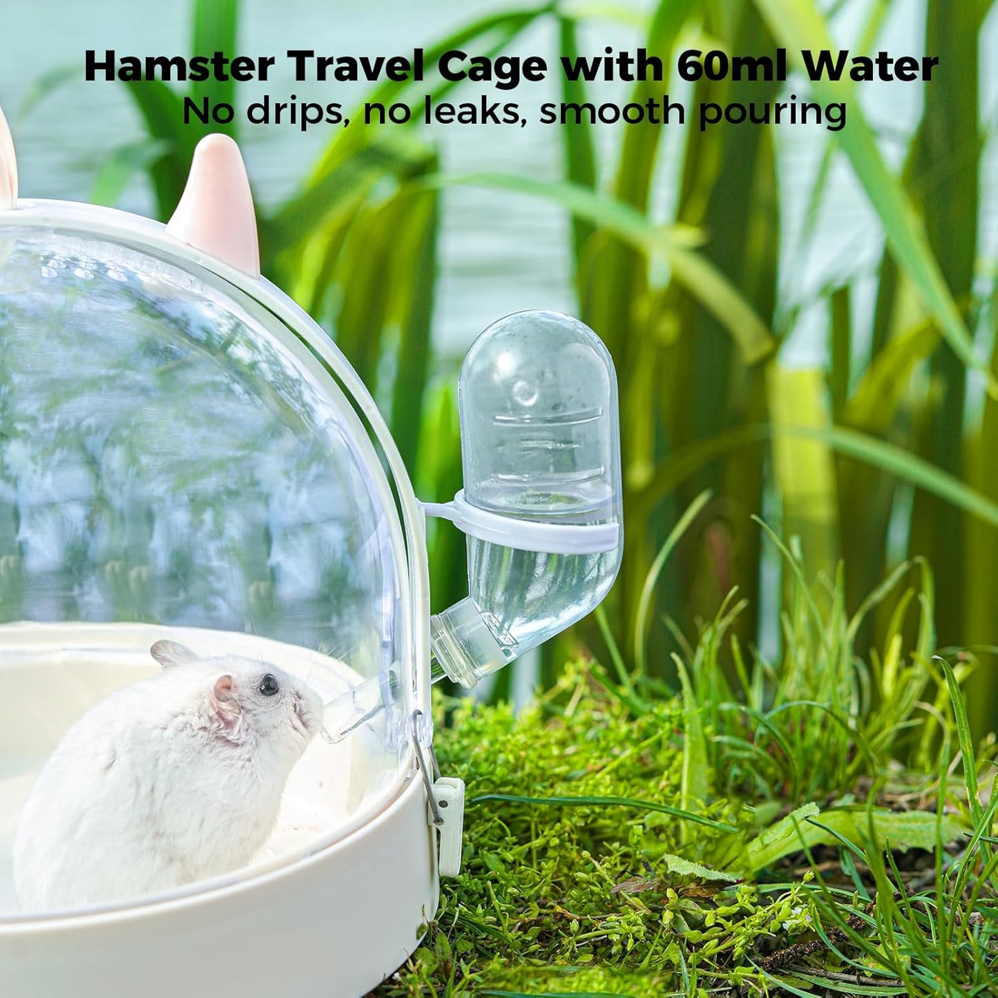Mini&moe Hamster Travel Cage - Small Animal Carrier Cage with Water Bottle Small Portable Hamster Cage for Mice, Gerbils, Short Trips & Vet Visits