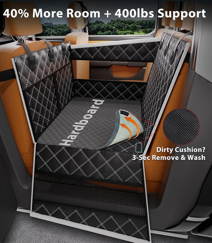 Doglike Dog Car Seat with Removable Cushion for Medium Dogs (30-60lbs) - 7-Layer Waterproof Hard Bottom Back Seat Extender, Spacious Pet Car Seat for SUV/Truck/Home, 2025 Upgraded