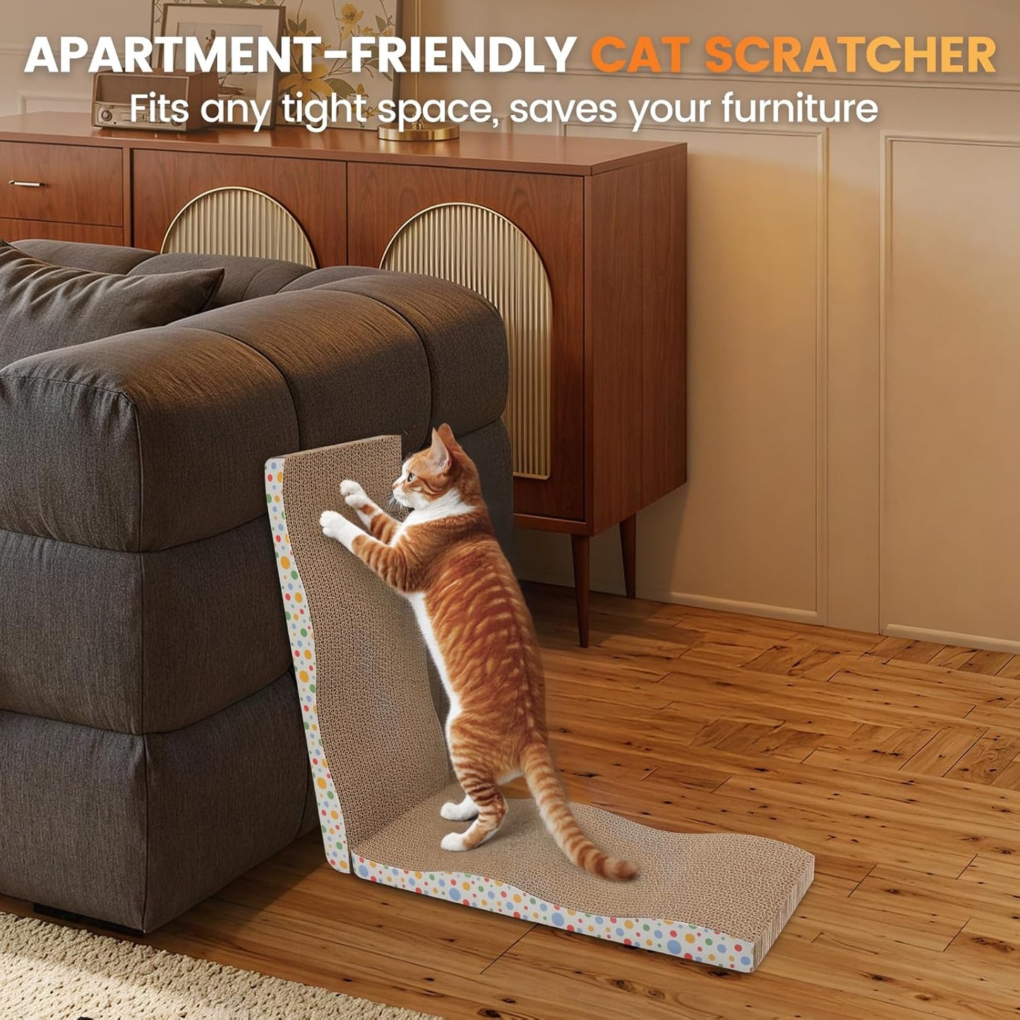 Cat Scratching Board, Large Wide Corrugate Cat Scratcher with Catnip, Premium Scratch, Double-Sided Design, Cat Scratch Pad for Indoor Cats and Kitten,Furniture Protectors from Cat Scratching (2-PACK)