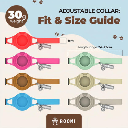 Hypoallergenic cat Collar with Breakaway Clasp, Bell & ID Tag. Compatible with Apple Airtag. Waterproof & Lightweight cat Collar with airtag Holder. Durable & Tear Resistant.