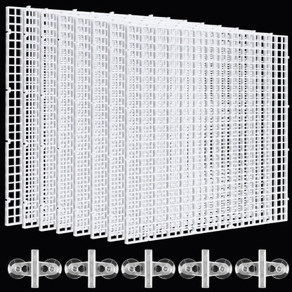 8 Pcs Aquarium Fish Tank Divider, Plastic Egg Crate, Aquarium Filter Bottom Tray, Fish Tank Isolation Board, Fish Tank Separator with 10 Pcs Suction Cups, 11.8 × 11.8 in