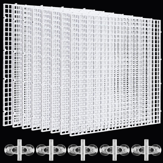8 Pcs Aquarium Fish Tank Divider, Plastic Egg Crate, Aquarium Filter Bottom Tray, Fish Tank Isolation Board, Fish Tank Separator with 10 Pcs Suction Cups, 11.8 × 11.8 in