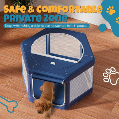 Dog Playpen,45x45x25.6 Inches Hexagonal Dog Fence,Oxford Cloth with Tear Resistance, Large Space Pet Playpen with Double-Opening Doors for Outdoors & Indoors, Anti-Tipping, Ideal for Dogs and Cats