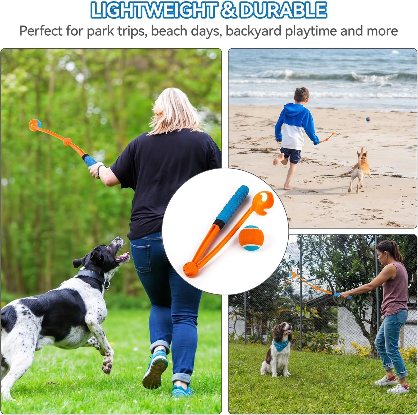 ALL FOR PAWS 25“Dog Ball Launcher and Pet Wipes Bundle