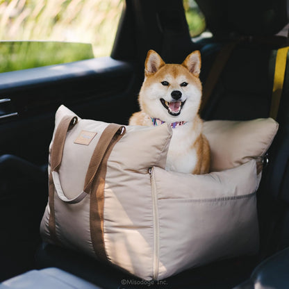 Posh Dog Car Booster Seat for Small Little Dogs, Stylish and Comfortable Design, Small Dog Owner Gift, Travel Bed with Safety Belt, Secure Straps, Perfect for Dogs Under 25 Lbs