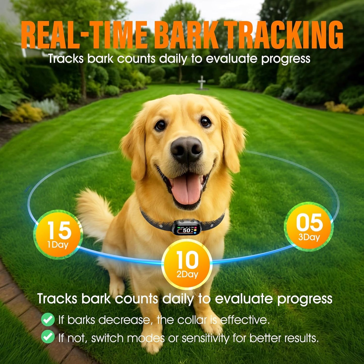 Smart Dog Bark Collar - for Small Medium Large Dogs 10-100lbs, Automatic Dog Training Collar to Decrease Barking, Anti Barking Device with 4 Training Modes, More 8 Sensitivity Levels, Black