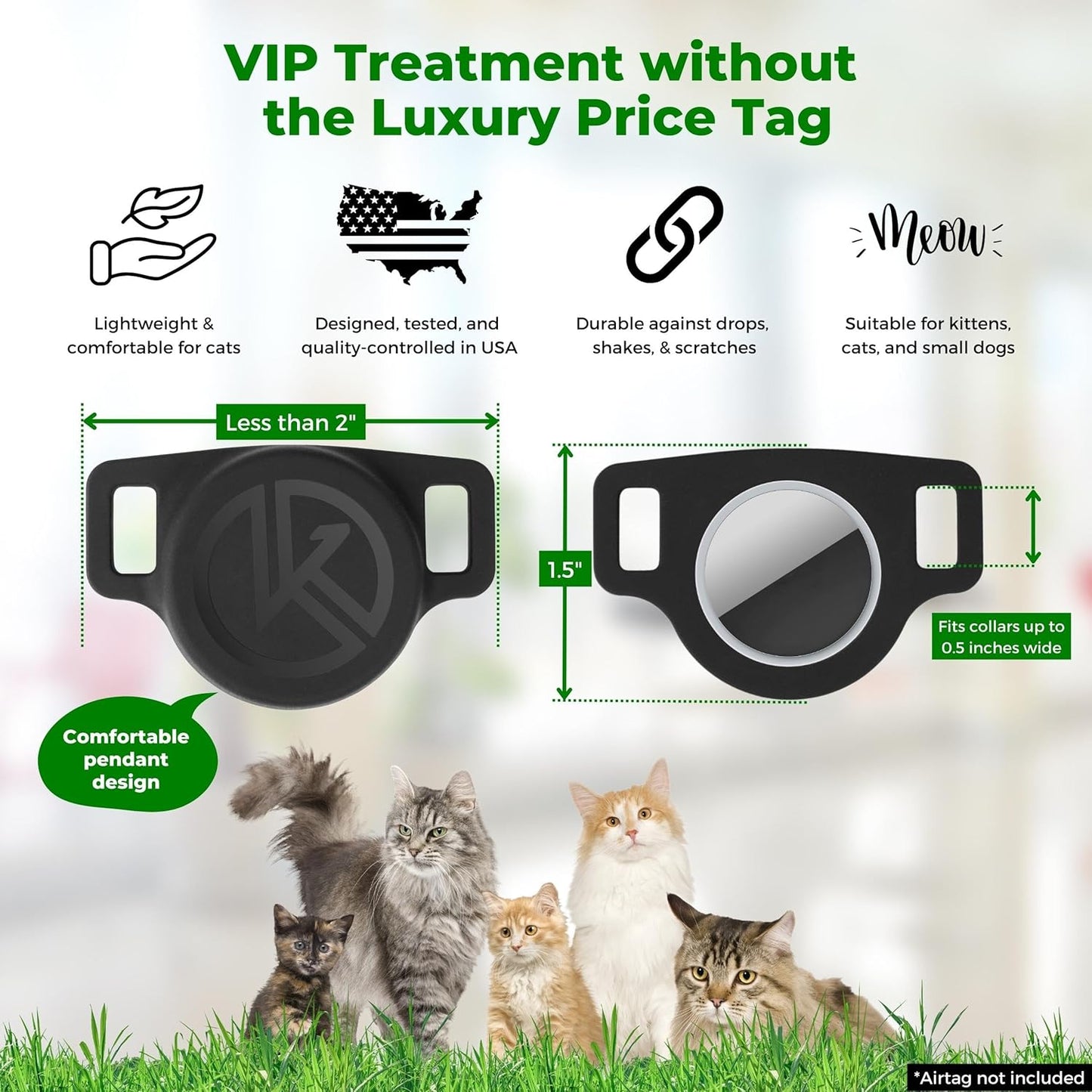 Airtag Holder Cat Tracking Collar 2025 Updated Design - Breakaway, Reflective Kitten Collar with Apple Air Tag Holder and Bell for Girl Boy Cats (Blue)