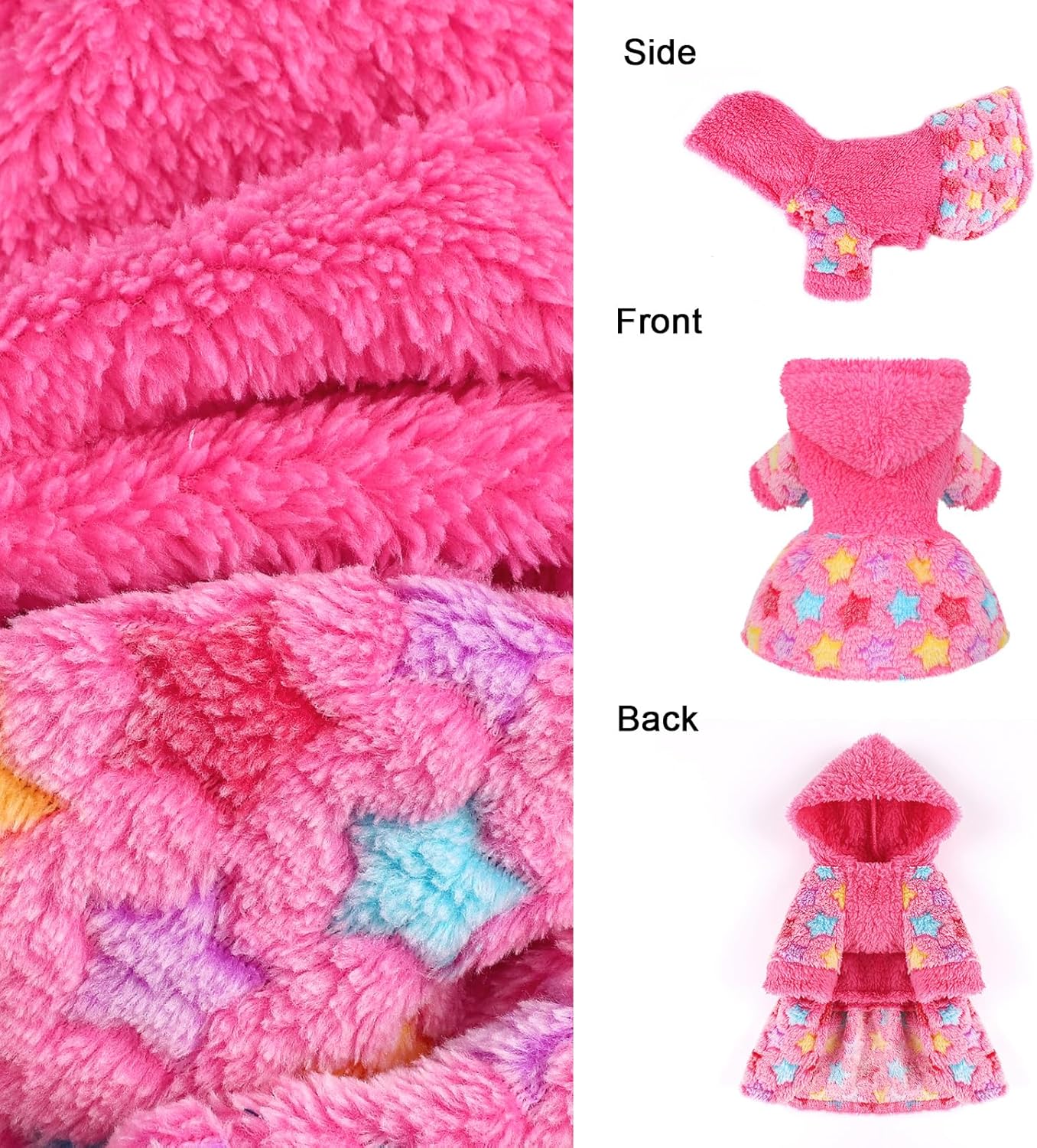 Yikeyo Dog Sweater Dress for Small Dogs Girl Boy, Cute Warm Fleece Dog Hooded Sweaters, Soft Puppy Clothes,Extra Warm Fall Winter Pet Clothes Birthday Dresses Holiday Outfits(Rose Pink,M)