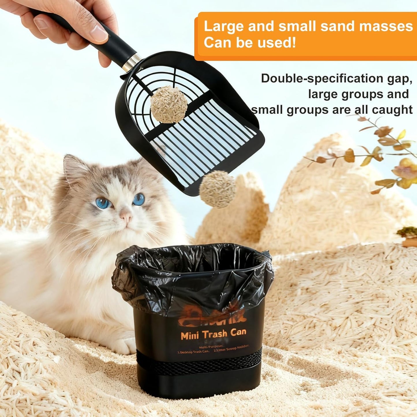 Universal Metal Cat Litter Scoop Holder – Heavy-Duty Scooper Storage Caddy, Scoop Stand for Kitty Litter Box, Fits Most Cat Litter Scoops Desktop Small Trash Can