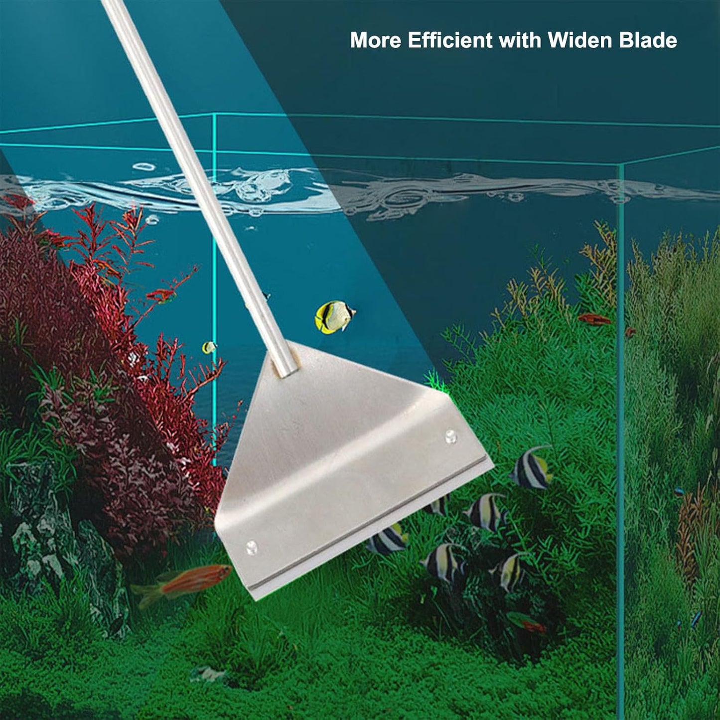 25.2 Inch Aquarium Algae Scraper/Remover for Glass Fish Tanks, Stainless Steel Cleaner Tool Kit/Cleaning Accessories with 10 Replaceable Blades + Coral Feeder + Double-Sided Sponge Brush