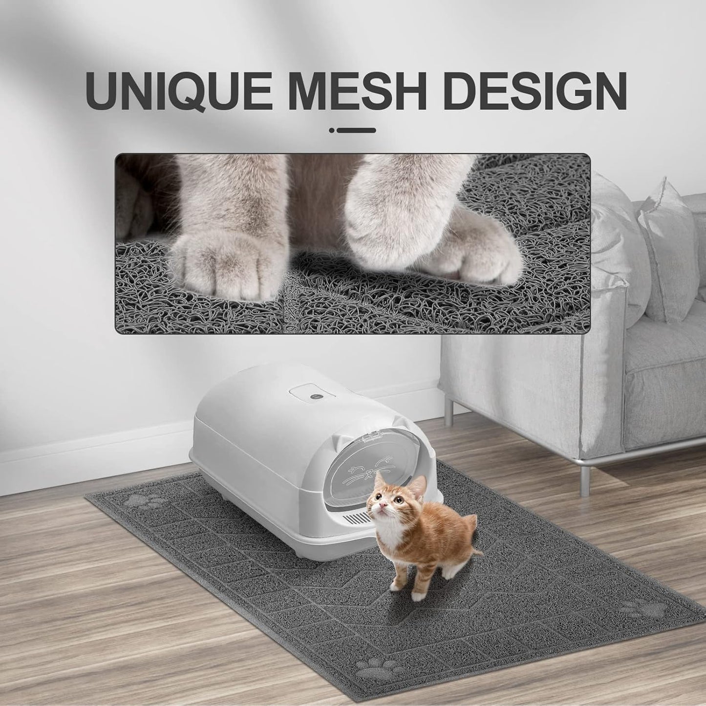 35" x 24"Cat Litter Mat & Extra Large 40"x28" Silicone Mat for Litter Box, Waterproof & Non-Slip Rubber Mat with Lip, Litter Trapping & Scatter Control, Soft on Cat Paws