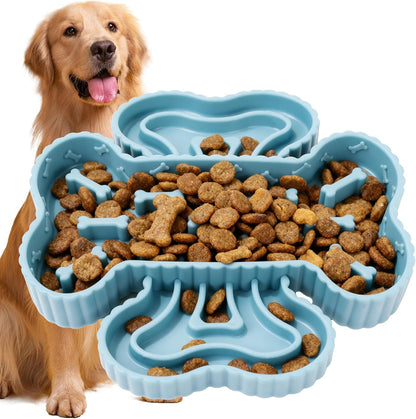 Slow Feeder Dog Bowls - Silicone Slow Eating Dog Food Bowl for Small Medium Large Breed - Puppy Puzzle Bowl Anti-Choking Stop Bloat - Non-Slip Pet Lick Plate, Easy to Clean