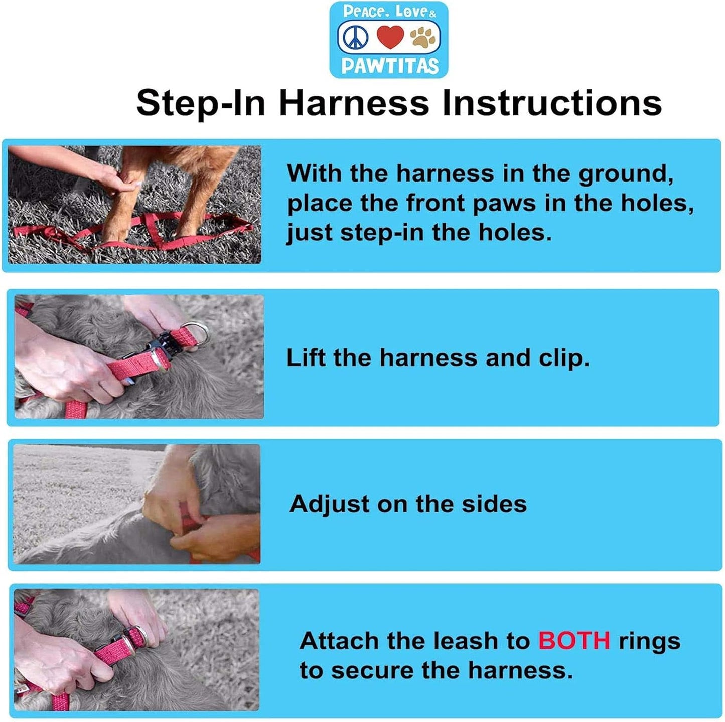 Pawtitas Solid Step-in Dog Harness – Adjustable No-Pull Vest for Puppies to Seniors, Safe & Comfortable S Black