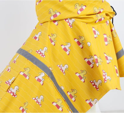 HAPEE Dog Raincoats with Reflective Strip Hoodie,Poncho Jacket for Large Dogs (E5-Yellow River, 16A (Back Length 16"))