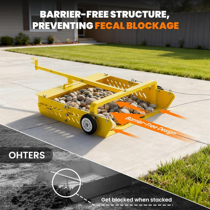 2-in-1 Horse Paddock Cleaner & Tow-Behind Trailer, Heavy Duty Manure Fork & Scoop, Efficient Yard Sweeper for Horse Manure, Drag Collector for Pasture/Yard Easy Cleanup