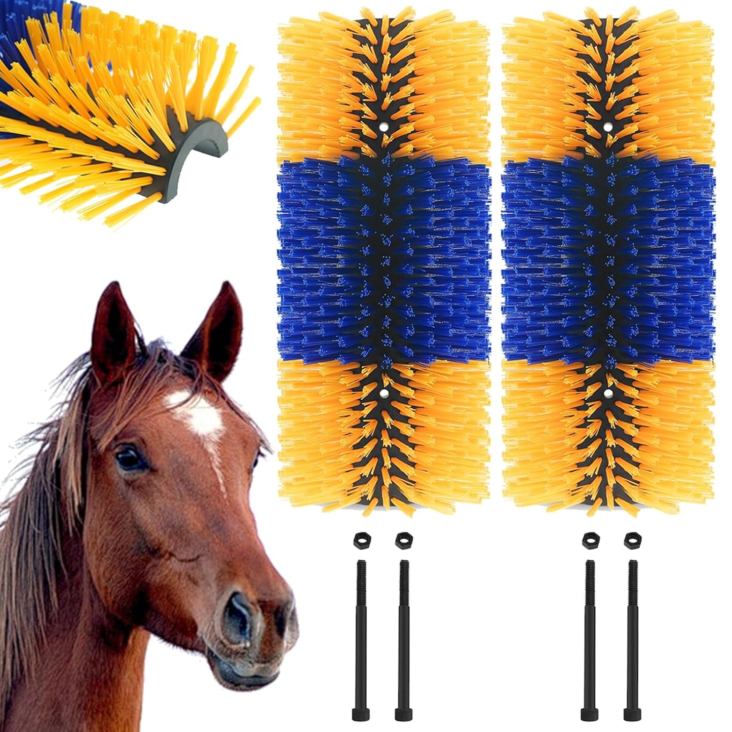 2 Pack Livestock Scratching Brush Horse Massage Grooming Brushes with 8 Screws for Goat,Cattle,Cow,Sheep, Horses,Pigs and Other Animal Back Scratching