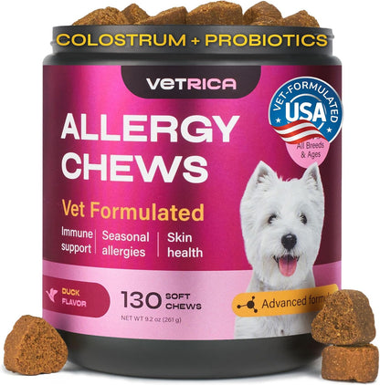 Dog Allergy Relief Chews - Dog Itching Skin Relief - Anti Itch - Skin Health - Hot Spot Treatment - Seasonal Allergy Support Supplements - Immune Chewable Treats - Turmeric, Quercetin