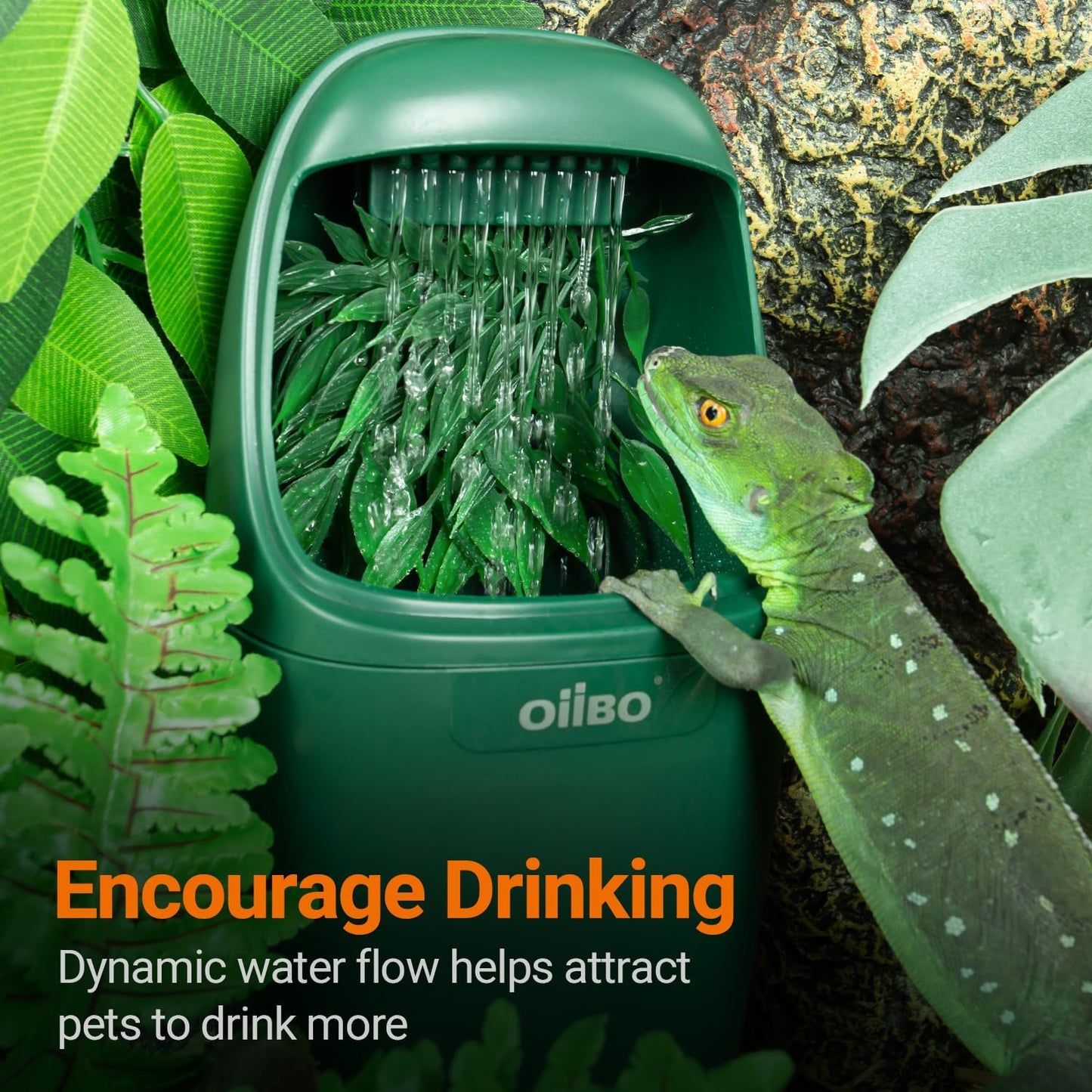 OiiBO Reptile Water Dispenser, Automatic Drinking Fountain Water Flow Adjustable Reptile Tank Waterfall for Lizard Bearded Dragon Chameleon, Ultra Quiet Amphibians Insects Terrarium Water Dripper