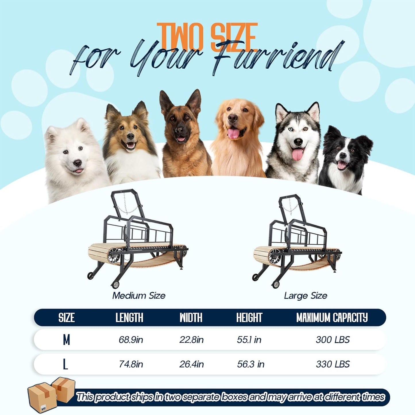 Albott Dog Treadmill for Large & Medium Dogs with Pace Adjustbable Brake and Roller Wheels, Enlarged Indoor Slatmill for Dogs to Keep Fit and Healthy, Up to 330 Lbs