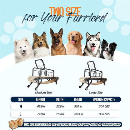 Albott Dog Treadmill for Large & Medium Dogs with Pace Adjustbable Brake and Roller Wheels, Enlarged Indoor Slatmill for Dogs to Keep Fit and Healthy, Up to 330 Lbs