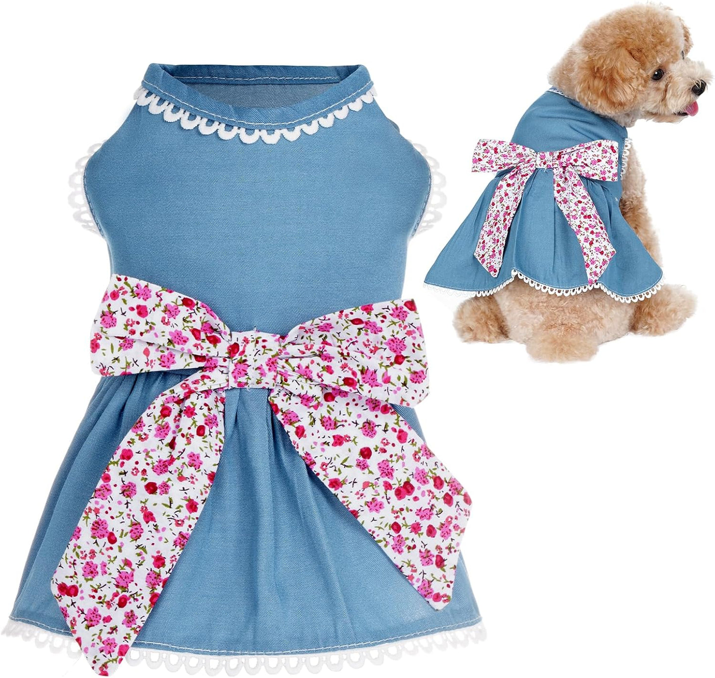 Small Dog cat Thin Denim Blue Dress