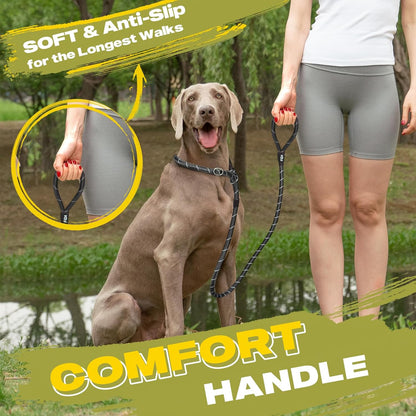 Fida Durable Slip Lead Dog Leash, 6 FT x 1/2" Heavy Duty Dog Loop Leashes, Comfortable Strong Rope Slip Leash for Large Medium Dogs, No Pull Pet Training Lead with Highly Reflective(1/2", Black)