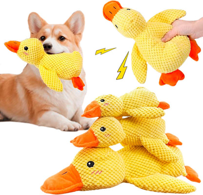 Quack Pack Trio: 3 Adorable Duck Toys Bundle, New Calming Duck Dog and Cat Toy, Emotional Support, Yellow, Plush, Interactive for Boredom, Dog and Cat Companion.