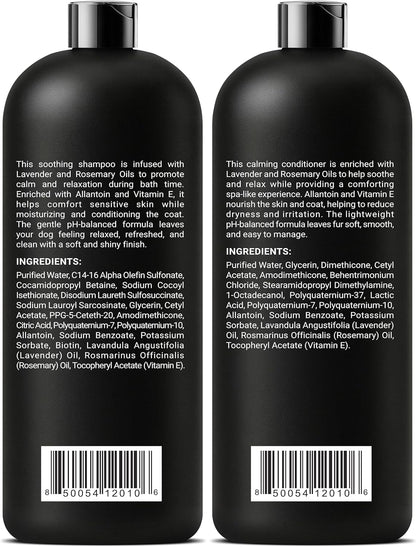 ALFIE'S CHOICE Calm & Comfort Dog Shampoo & Conditioner Set | 16 fl oz Each | with Lavender, Rosemary & Vitamin E | Calming Dog Wash for Itchy Skin, Dry Coat, Odor & All Breeds