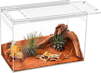 20x15x10cm Reptile Terrarium,Small Plastic Terrarium for Lizards Frogs Snakes,Transparent Spider Scorpion Insect Enclosure with Ventilation,for Pet Breeding Molting and Isolation Habitat
