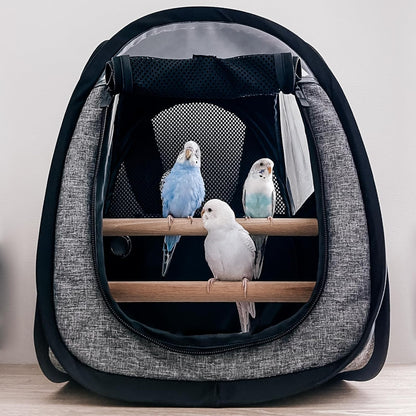 Akinerri Birds Travel Carrier, Small Bird Travel Bag, Transparent Breathable Travel Cage Bird Parrot Carrier, Include Perch and Bottom Tray