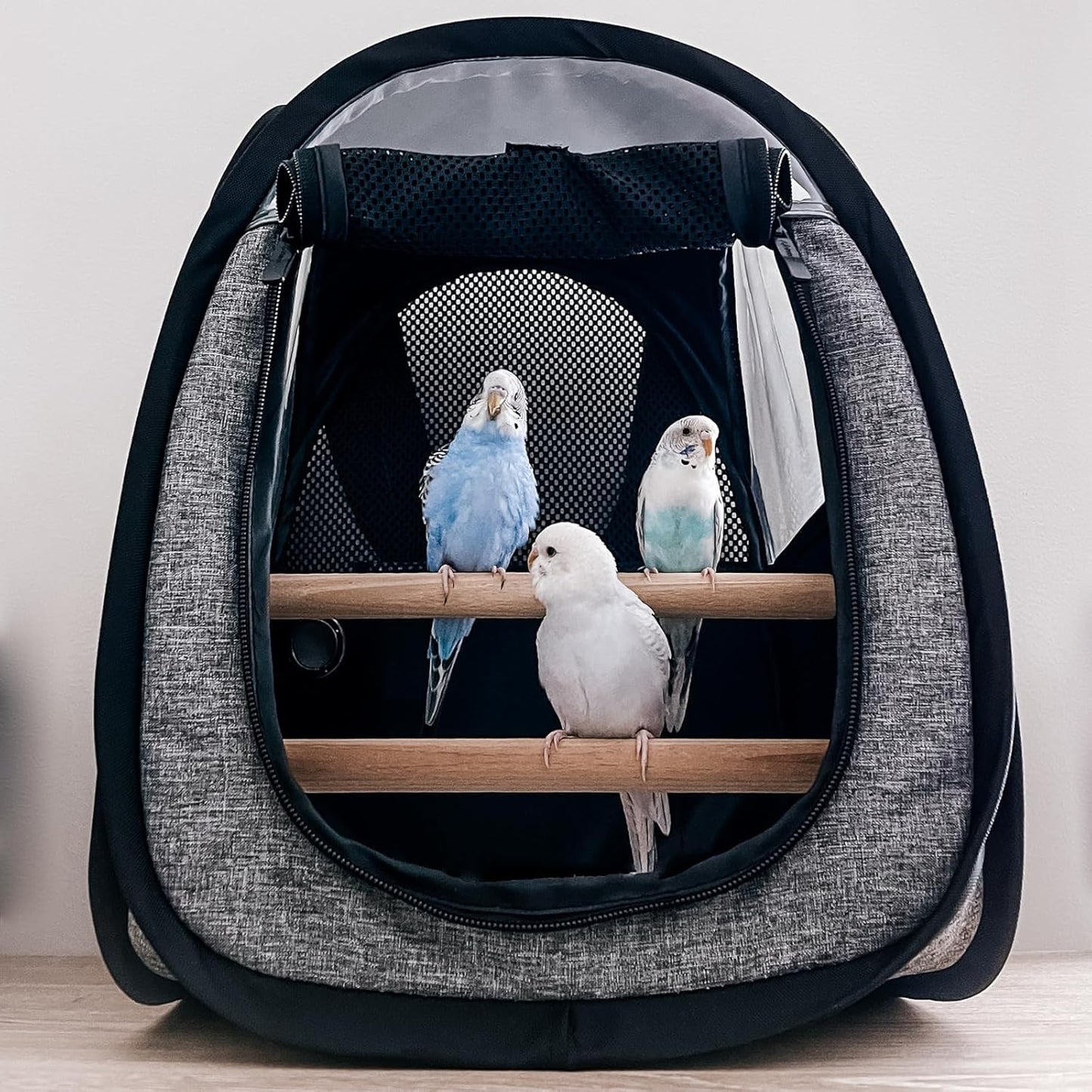 Akinerri Birds Travel Carrier, Small Bird Travel Bag, Transparent Breathable Travel Cage Bird Parrot Carrier, Include Perch and Bottom Tray