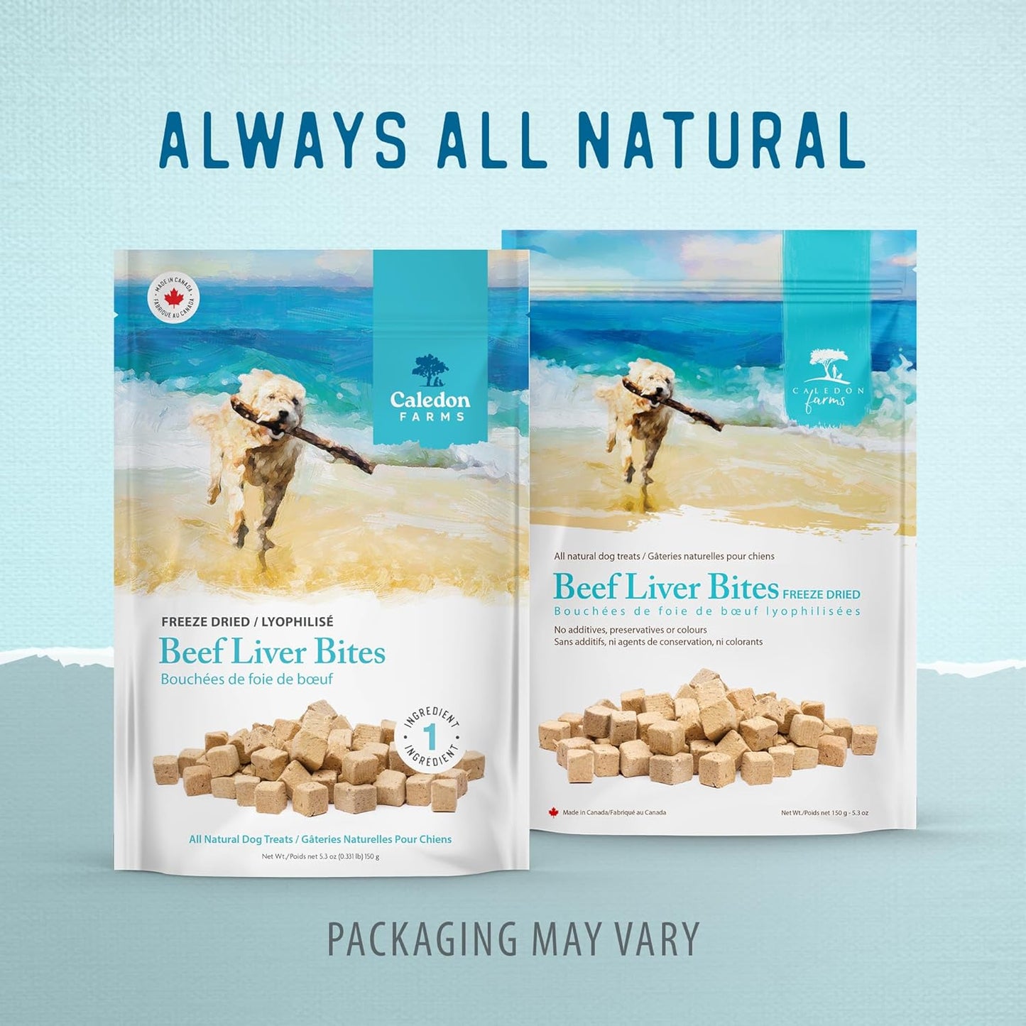 Caledon Farms Freeze Dried Beef Liver Bites Dog Treats, 150 Grams/5.3OZ