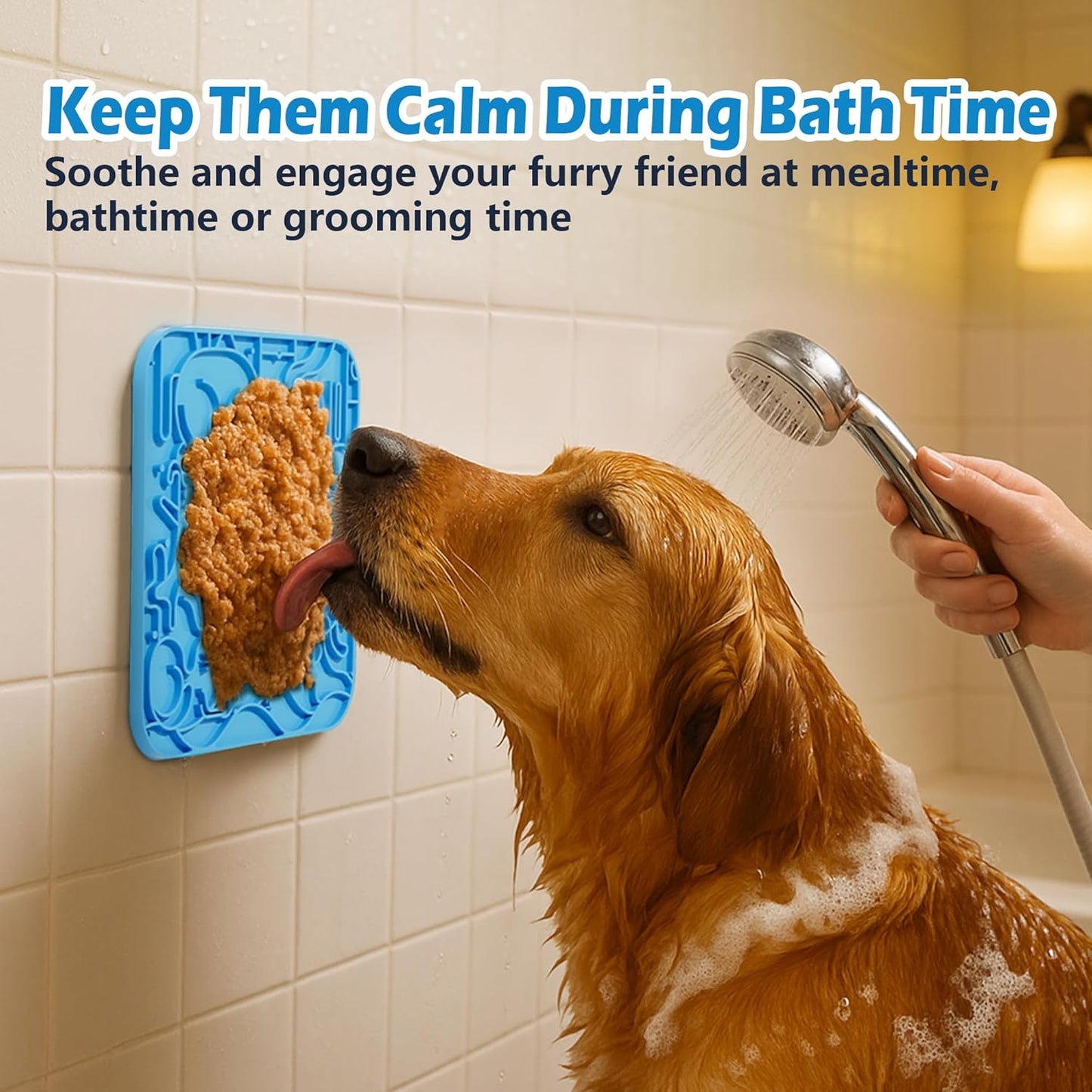 Lick Mat for Dogs & Cats,Dog Lick Mat with Suction Cups for Anxiety Relief, Slow Feeder Dog Licking mat, Puppy Lick mat for Bath Time, Grooming & Training (S & L)