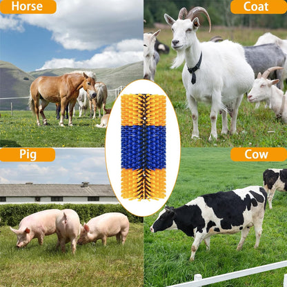 Livestock Scratch Brush, 2 PCS, Yellow, Oblong, Nylon, for Cow, Horse, Goat, Cattle, Pig, Sheep, Relieves Itching, Provides Massage, Removes Dirt, Suitable for Most Livestock