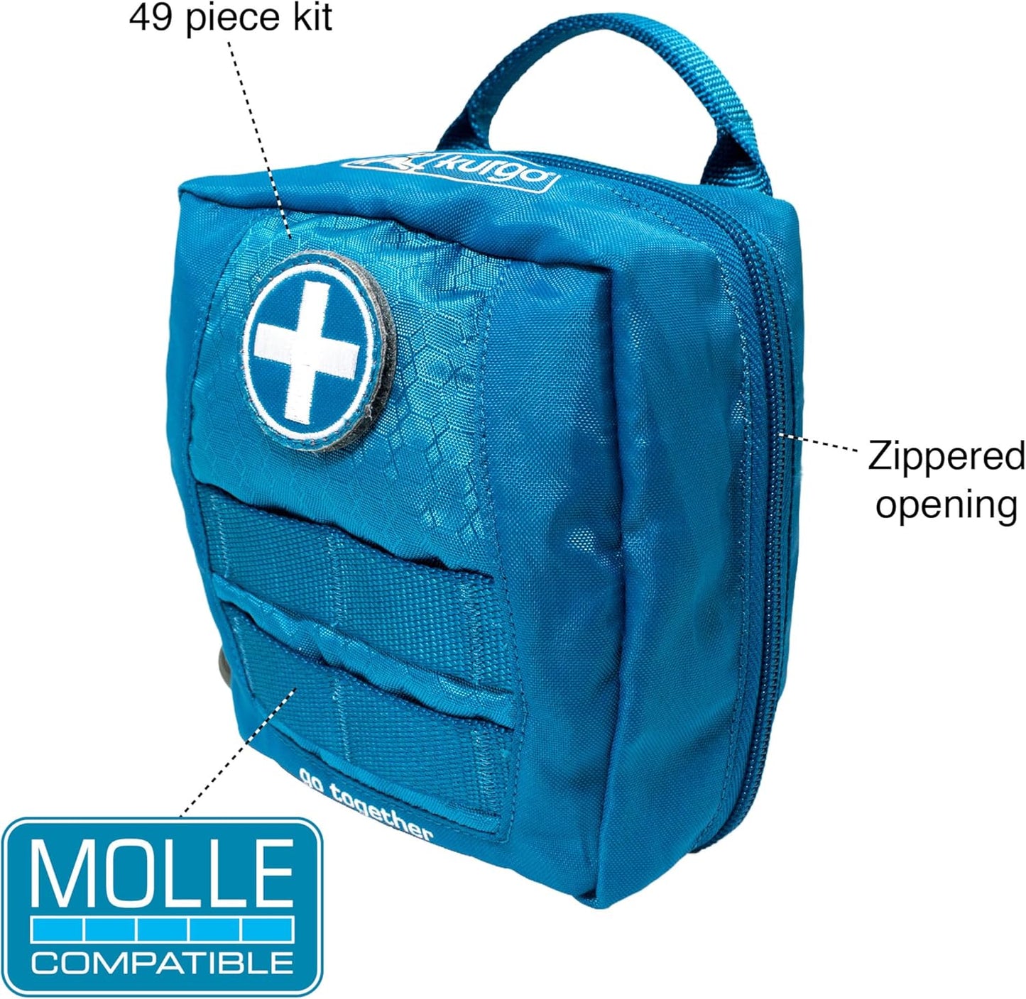 Kurgo RSG Dog First Aid Kit - Compact Dog First Aid Supplies - MOLLE Compatible Aid Pack - Emergency Pet Survival Gear - Adventure & Hiking Dog Med Kit - Quick Access Pouch