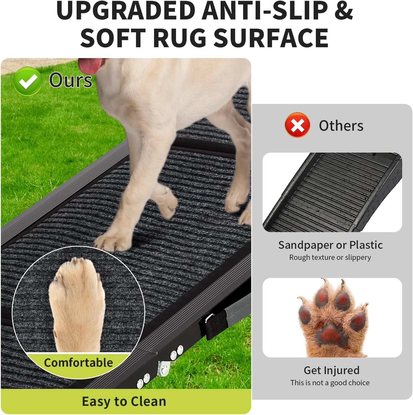 Dog Ramp for Car, 63" Long & 17" Wide Folding Dog Ramps for Car, Portable Pet Car Ramp with Non-Slip Surface, Outdoor Dog Car Ram-p Up to 250 LBS, Extra Wide Steps for SUV Car & Truck