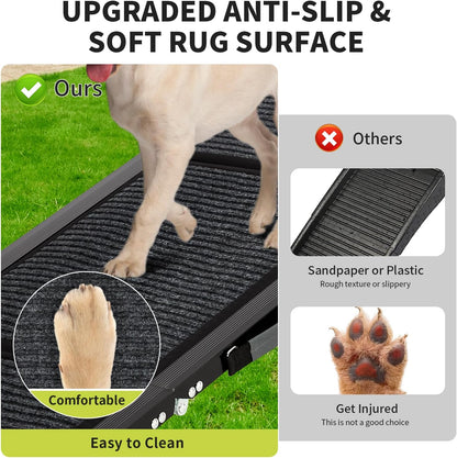 Dog Ramp for Car, 63" Long & 17" Wide Folding Dog Ramps for Car, Portable Pet Car Ramp with Non-Slip Surface, Outdoor Dog Car Ram-p Up to 250 LBS, Extra Wide Steps for SUV Car & Truck