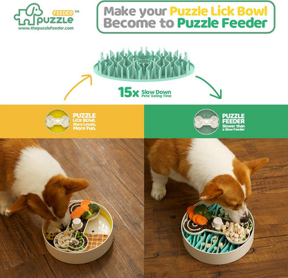 Puzzle Feeder Insert, Transform Your Dog's Bowl to Slow Feeder, 6 Cup 9.8 Inch Green