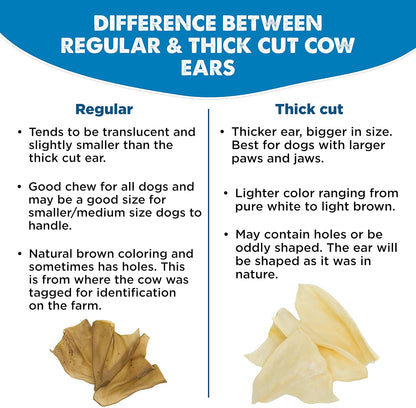 Best Bully Sticks Thick-Cut Cow Ears for Dogs - 12 Count (Pack of 1) - Natural, Free-Range Grass-Fed, Single Ingredient, High Protein, Easily Digestible, Great for Various Breeds