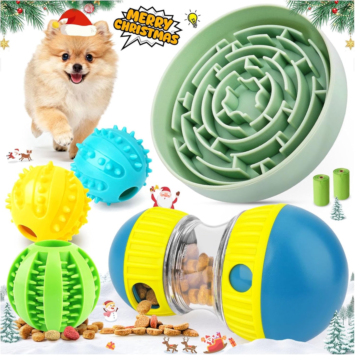 KIPRITII Enriching Slow Feeding Set for Dogs – Slow Feeder Dog Bowls & Interactive Toys with Puzzle-Based Enrichment for Smarter Eating & Busy Minds