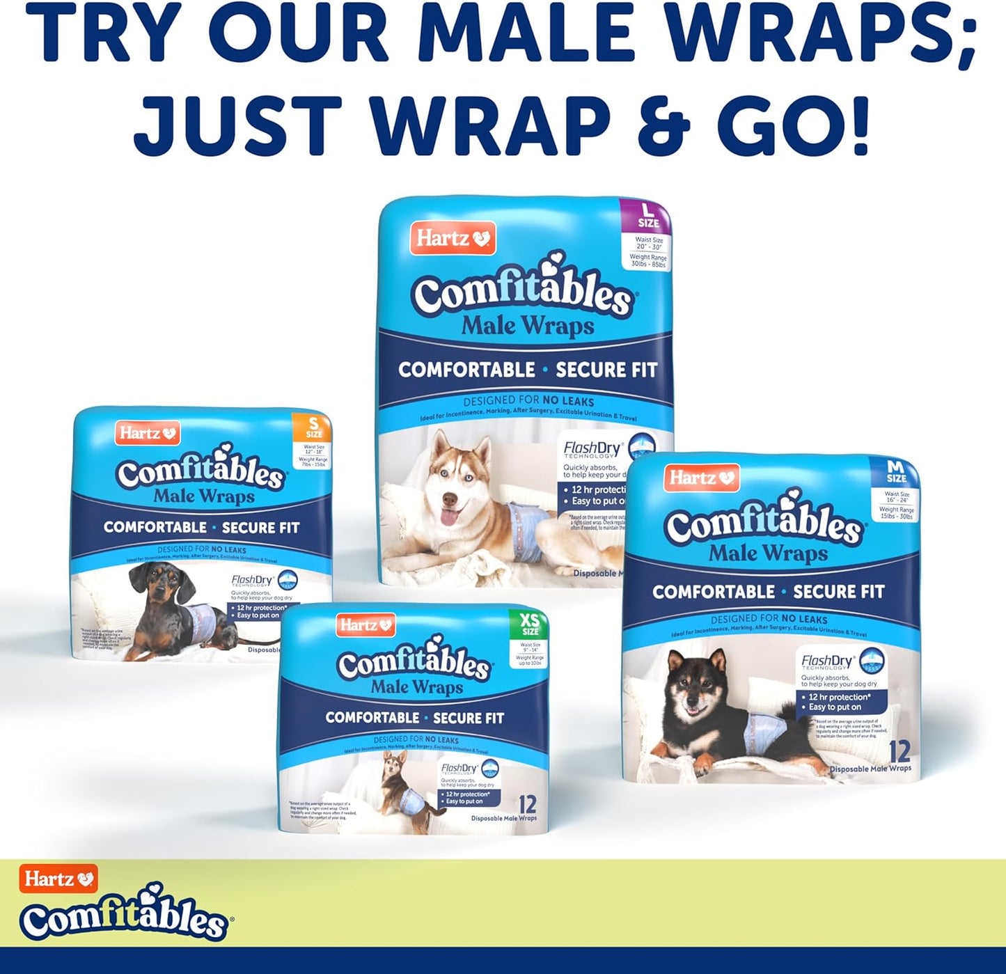 New! Hartz Comfitables Disposable Dog Diapers, Size XS 38 count, Comfortable & Secure Fit, Easy to Put On, Super Absorbent Male and Female Diaper