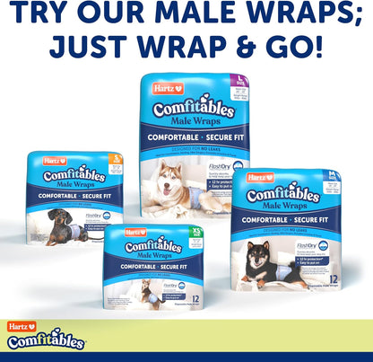 New! Hartz Comfitables Disposable Dog Diapers, Size XS 38 count, Comfortable & Secure Fit, Easy to Put On, Super Absorbent Male and Female Diaper