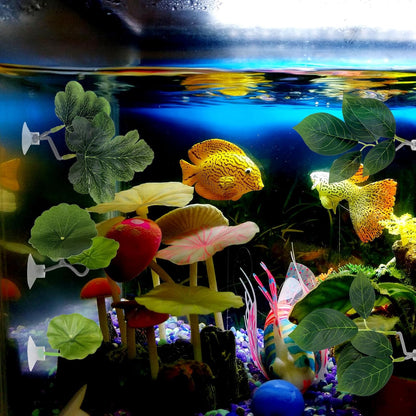 6 PCS Betta Fish Hammock Betta Leaf Aquarium Décor Simulating the Natural Habitat Fish Tank Accessories Multi Leaf Design with Suction Cup for Sleeping Resting Hiding Playing Breeding(Various Shapes)