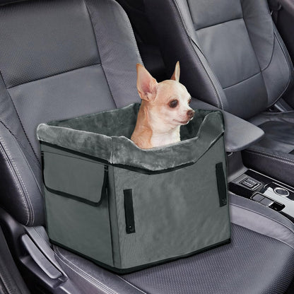 Dog Car Seat for Small Dog, Portable Dog Car Travel Bed, Car Seat Storage Pockets Cat Backpack, for Puppy Travel Bed for Small Pet, Small, Gray