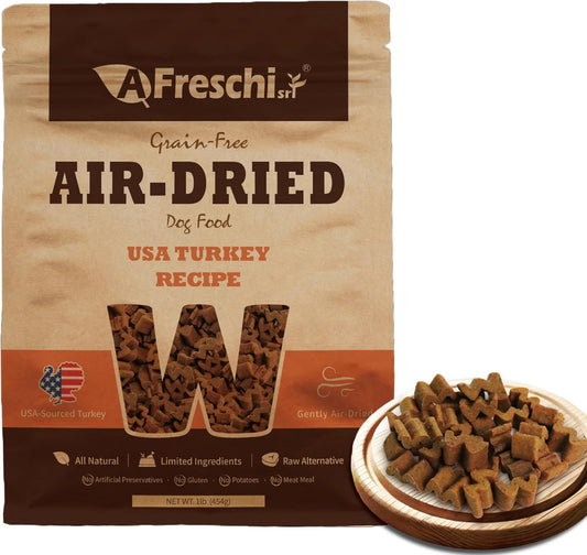 AFreschi Air-Dried Dog Food Turkey Recipe 1 lb, All-Natural, Complete & Balanced, Single-Animal Protein, Grain-Free, High-Protein, Limited Ingredients