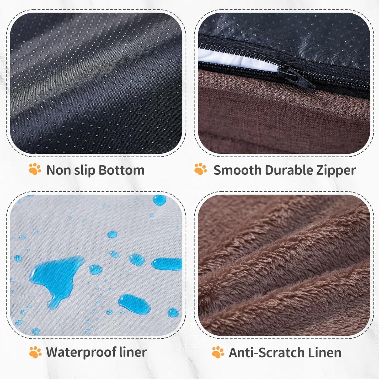 Makigued Medium Orthopedic Dog Bed with Egg Crate Foam Waterproof Liner Dog Sofa Couch with Removable Washable Cover Non-Slip Bottom, 24 * 18 * 6.5Inch, Dark Brown