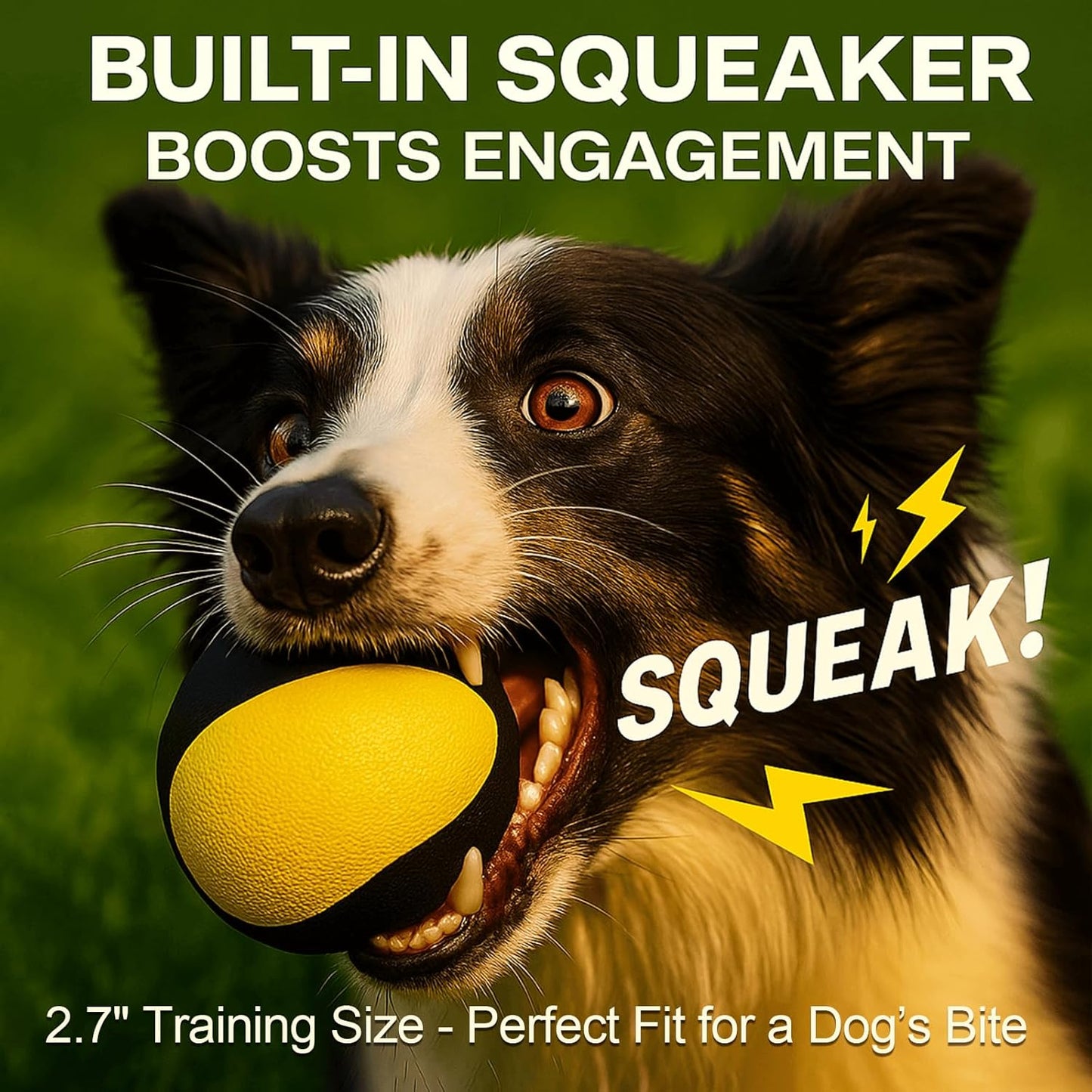 Squeaky Dog Ball for Aggressive Chewers – Durable Rubber Training Ball for Outdoor Fetch & Recall, High Bounce Interactive Dog Toy for Medium & Large Dogs, with Floating Water Feature for Pool & Beach